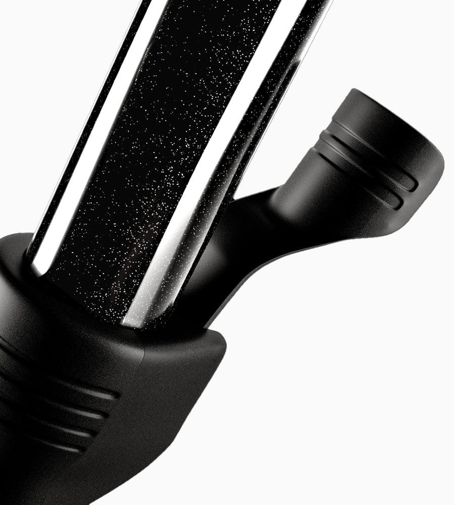 Zoomed in view of a black Curling Wand with protective kickstand sticking out.