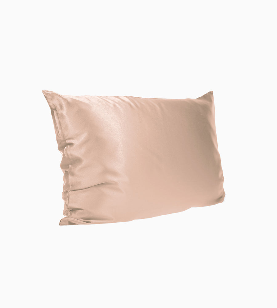 Full product image of the pink silk pillow case.