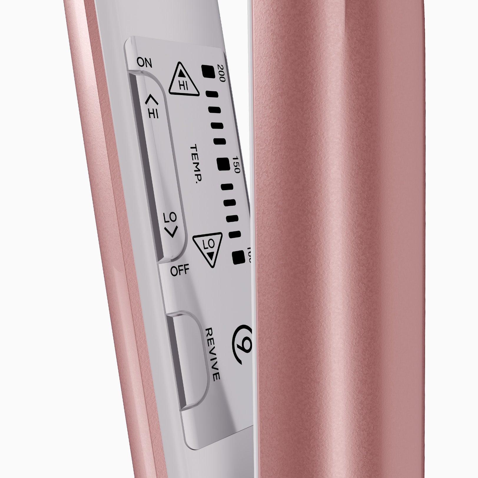 Image showing the temperature settings and Revive Mode on the CLOUD NINE Original Iron Pro Pink.