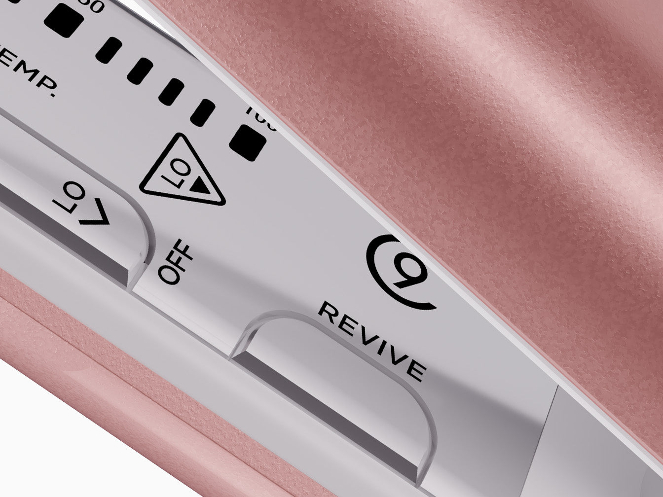 A close up image of the settings on the CLOUD NINE Original Pro Pink Iron's plates.