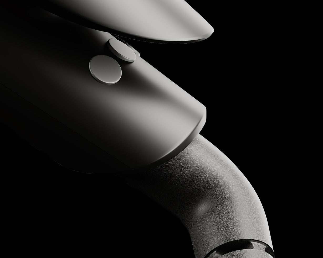 Close up of the black CLOUD NINE Touch Iron's 360° Swivel Cord.