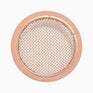 A rose gold hair dryer filter attachment.