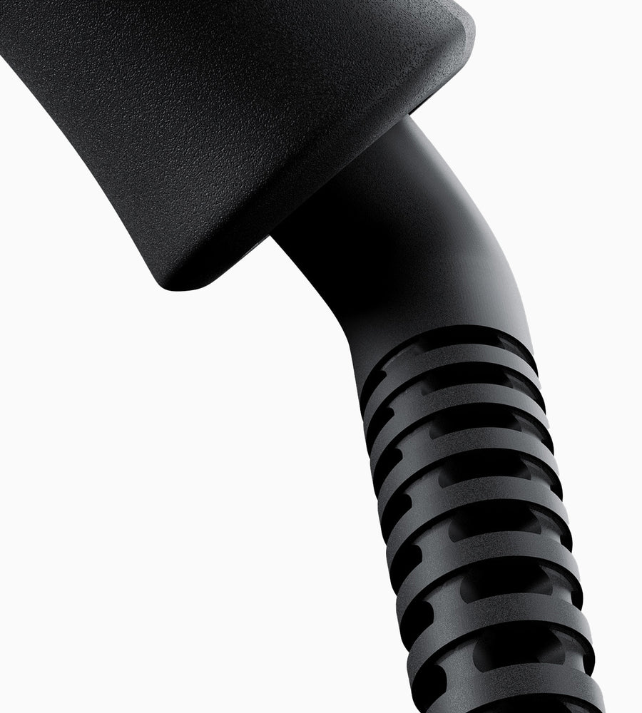 Close-up image of 360° swivel cord on black CLOUD NINE Curling Wand on white backrground.