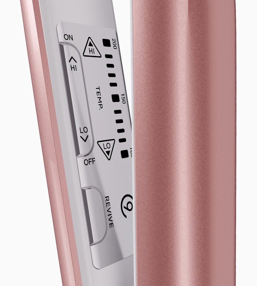 Close up of the variable temperature control settings and Revive Mode on the Original Iron Pro Pink.