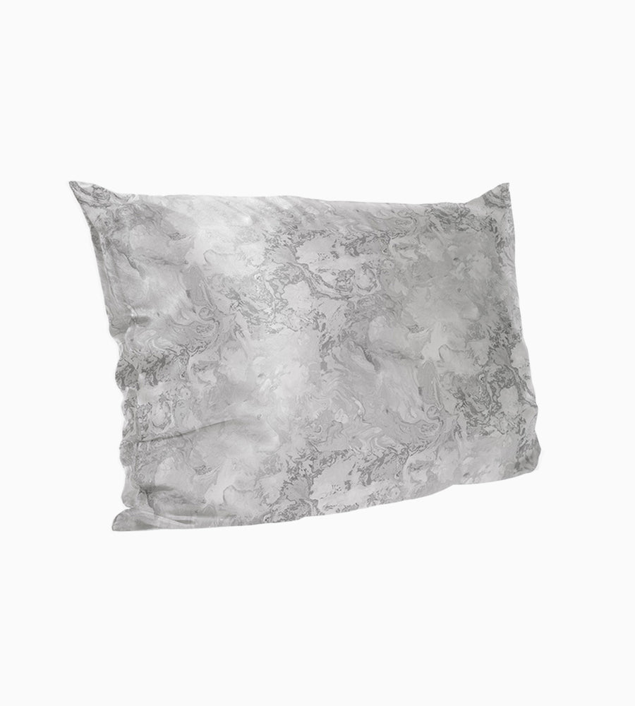 Silk Pillowcase - Silver Marble