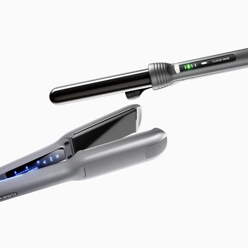 The Starlight Grey Wide Iron & Curling Wand Styling Set