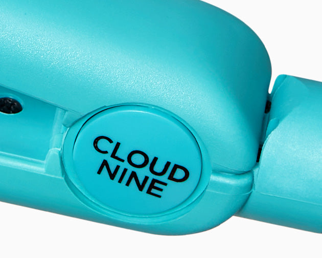 Close up of the CLOUD NINE branding on the Soda Fountain Blue Retro Iron.