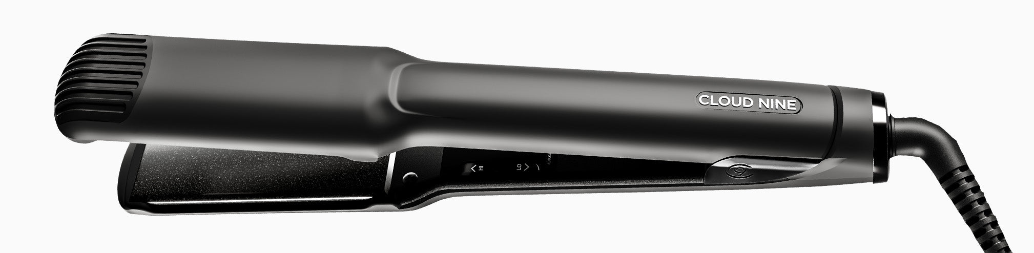 An full product image showing the black CLOUD NINE Wide Iron placed horizontally.
