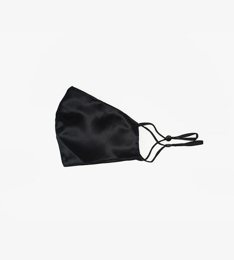 Black silk face mask.