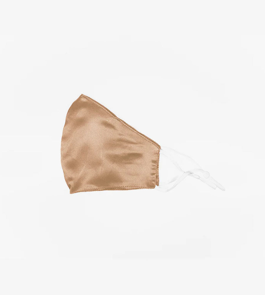 Blush silk face mask.