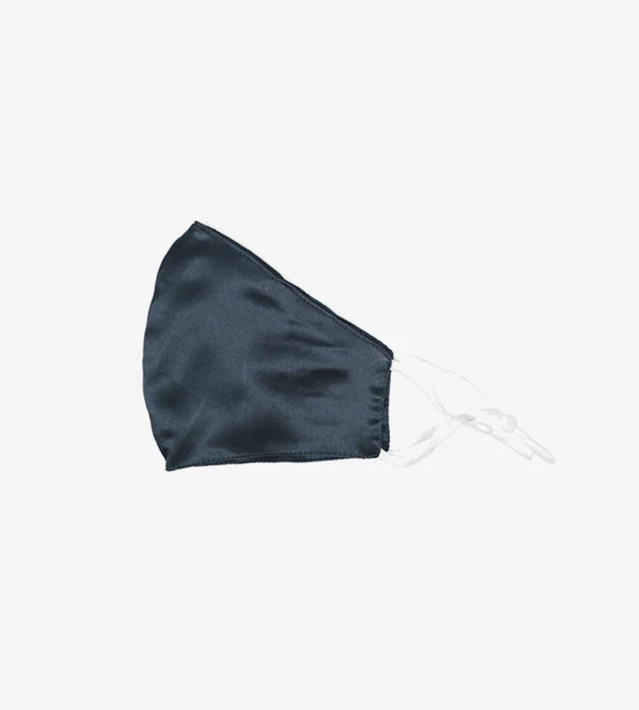 Navy silk face mask.