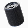 Black hair roller tilted on its side, leaning left.