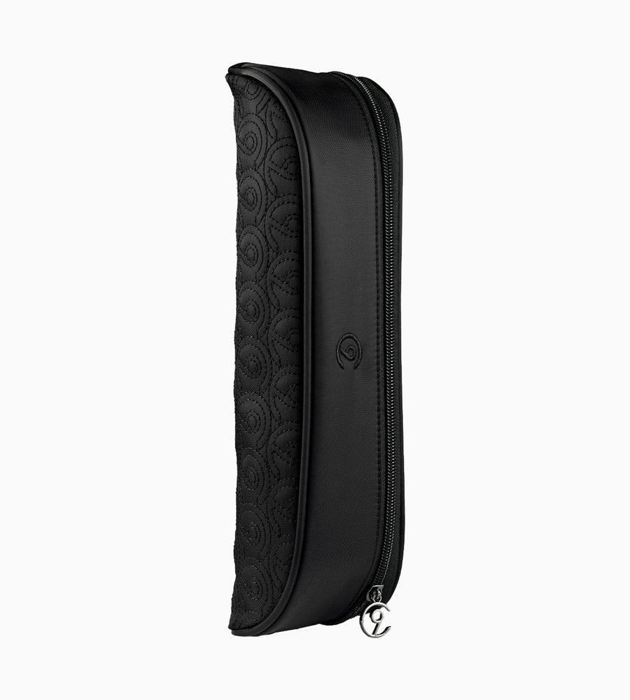 A black closed style case with a CLOUD NINE zipper.